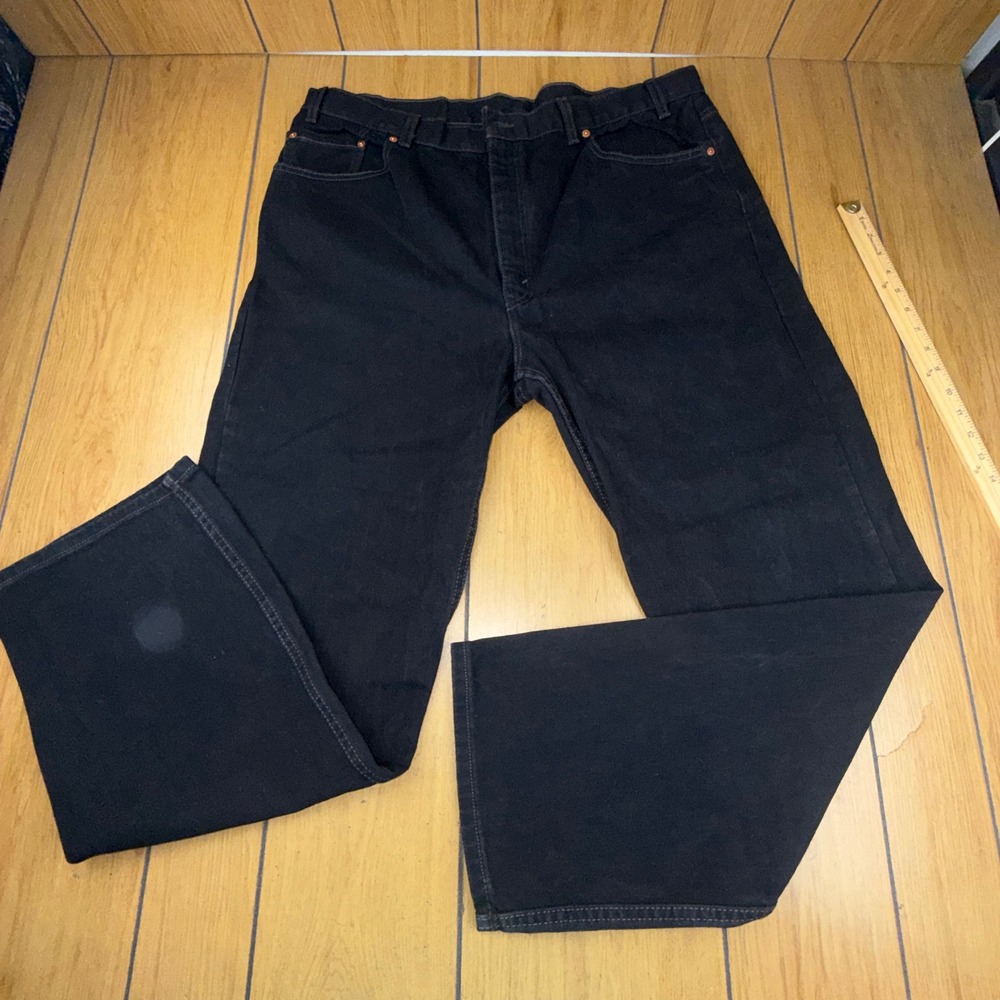 Levis 505 Mens Jeans Black Regular Fit Straight Leg Made in USA W42 L32 Vintage